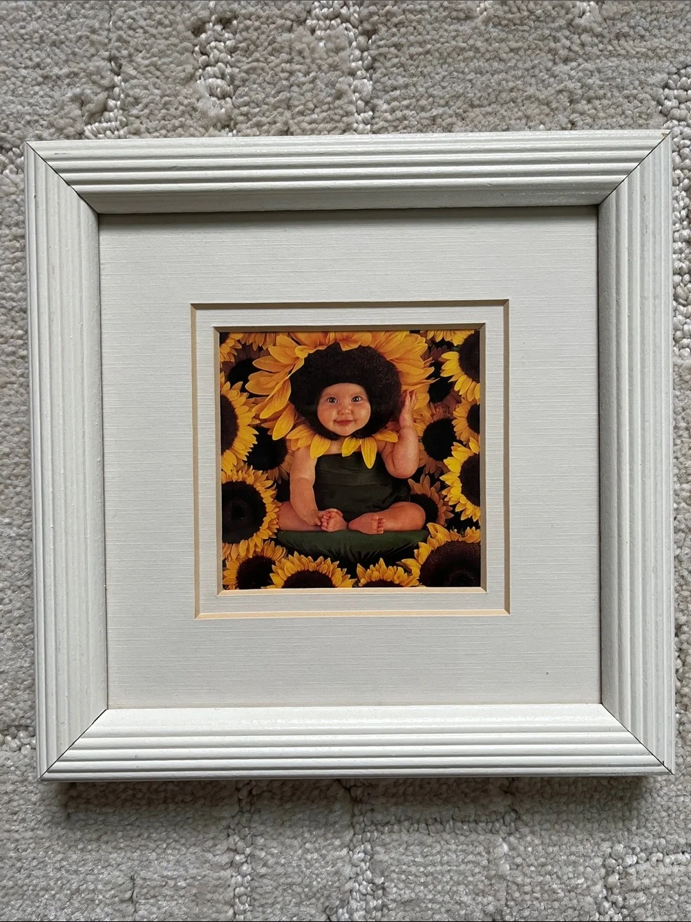 Anne Geddes Sunflower Baby Small Framed Print
